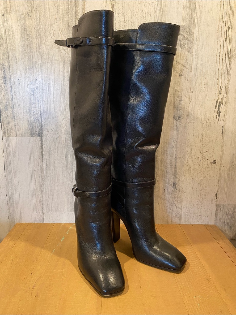 Prada Black Leather Over-the-Knee Boots